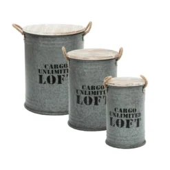 Jardisia Soldes Boutique 31 Coffres Bidons Gris Loft - Lot De 3 - Atmosphera