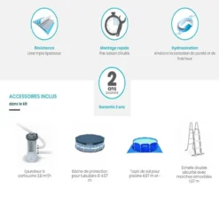 Piscine Prism Frame Ronde 4,57 X 1,07 M Intex -Jardisia Soldes Boutique kit piscine tubulaire avec accessoires 3