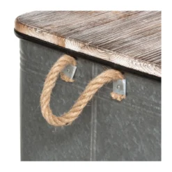 Lot De 3 Malles Métal Gris Plateau Bois Atmosphera -Jardisia Soldes Boutique lot de 3 malles metal gris plateau bois atmosphera 1 8