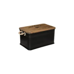 Lot De 3 Malles Métal Noir Plateau Bois Atmosphera -Jardisia Soldes Boutique lot de 3 malles metal noir plateau bois atmosphera 2