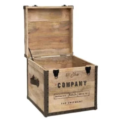 Malle Pouf Vintage En Bois Atmosphera -Jardisia Soldes Boutique malle pouf vintage en bois atmosphera 2