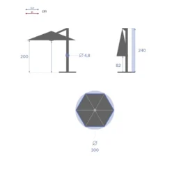 Parasol Décentré Rond Manoa Taupe Hespéride -Jardisia Soldes Boutique parasol decentre rond manoa taupe hesperide 3