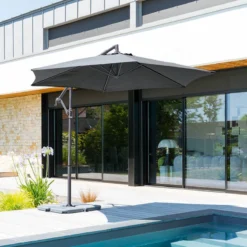 Parasol Déporté Rond Janeiro Ardoise Hespéride