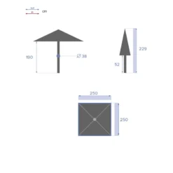 Parasol Droit Carré 2,5x2,5m Soya Vert Olive Hespéride -Jardisia Soldes Boutique parasol droit carre 25x25m soya vert olive hesperide 6