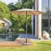 Parasol Droit Rond 2,7m Soya Taupe Hespéride -Jardisia Soldes Boutique parasol droit rond 27m soya taupe hesperide