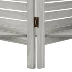 Paravent Bois 3 étagères Gris Atmosphera -Jardisia Soldes Boutique paravent bois 3 etageres gris atmosphera 2