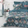 Parure De Lit Amelia Bleu Canard Et Motifs 240x220 Atmosphera -Jardisia Soldes Boutique parure de lit amelia bleu canard et motifs 240x220 atmosphera