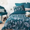 Parure De Lit Paon Bleu Canard 240x220 Atmosphera -Jardisia Soldes Boutique parure de lit paon bleu canard 240x220 atmosphera