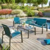 Salon De Jardin 4 Places Elyn Bleu Canard / Graphite Hespéride -Jardisia Soldes Boutique salon de jardin 4 places elyn bleu canard graphite hesperide