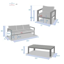 Salon De Jardin 5 Places Jauca Noisette / Gris Boisé Hespéride -Jardisia Soldes Boutique salon de jardin 5 places jauca noisette gris boise hesperide 1 3