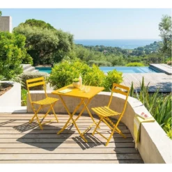 Table Carrée Pliante Greensboro 2p Jaune Moutarde Hespéride -Jardisia Soldes Boutique table carree greensboro moutarde hesperide 3