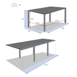 Table Rectangulaire Ext. Verre Piazza 10 P. Graphite Hespéride -Jardisia Soldes Boutique table piazza extensible 10 personnes anthracite graphite hesperide 3