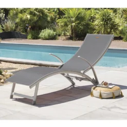 Transat Samba Pliable Et Empilable Gris Ardoise Hespéride